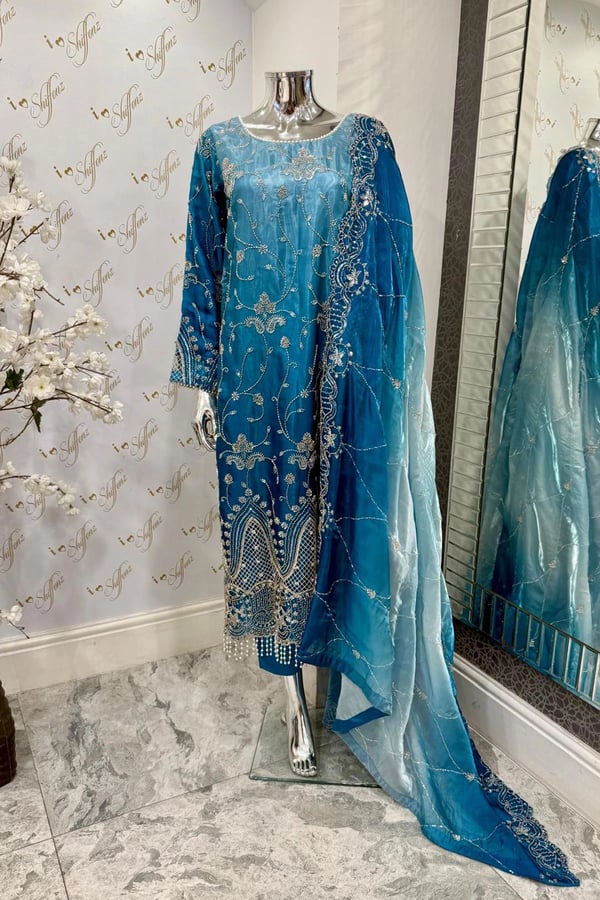 Maya luxe collection embroidered 3 piece suit