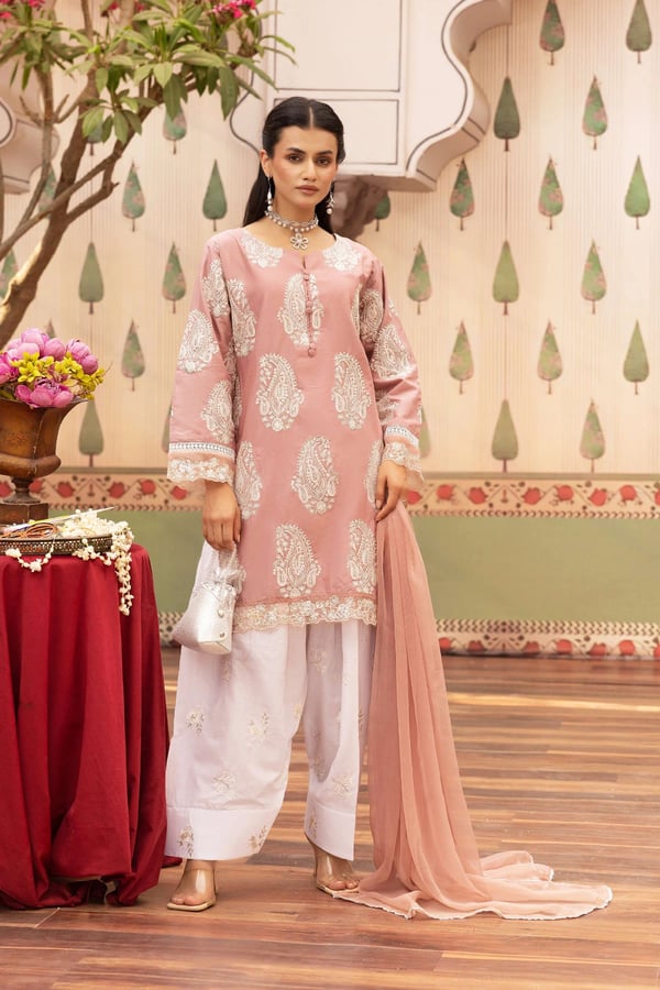 Pastel luxe collection 3 piece embroidered farshi shalwar suit