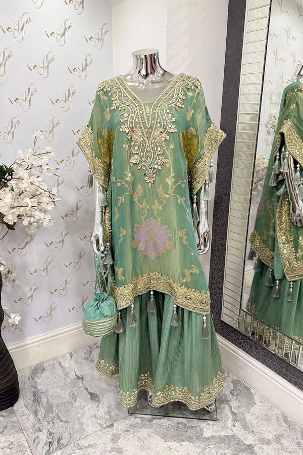 Parwan premium luxe gharara kaftan collection - Mint, FS