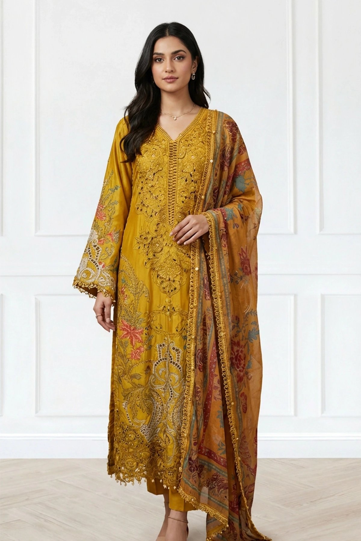 Zuhana luxe collection 3 piece embroidered suit