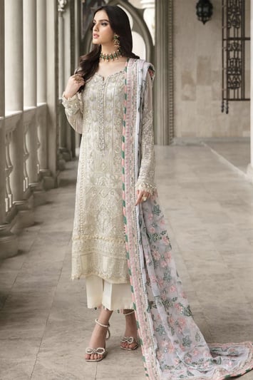 Aayat premium chiffon collection 3 piece suit - OWHTE, Large