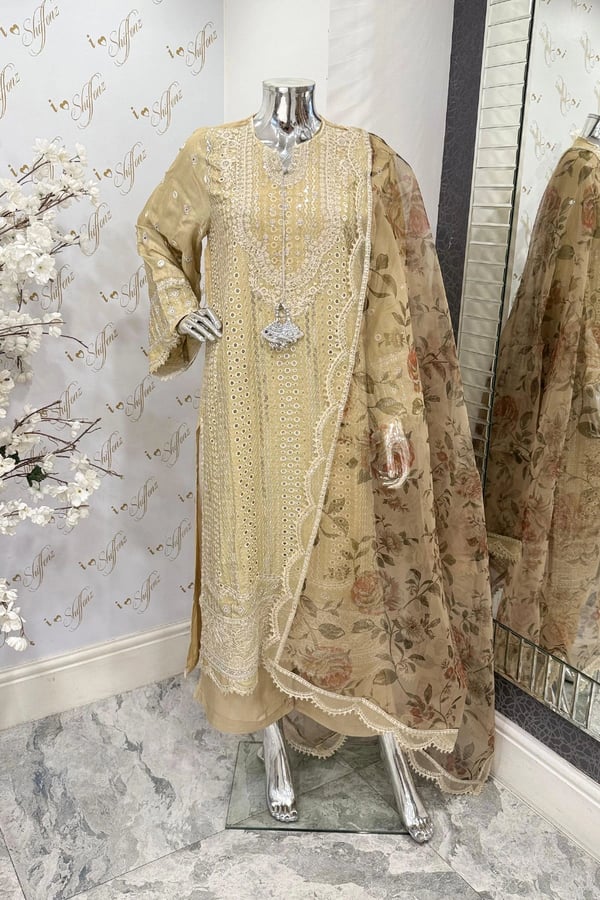 Shabana luxe collection 3 piece chiffon embroidered suit