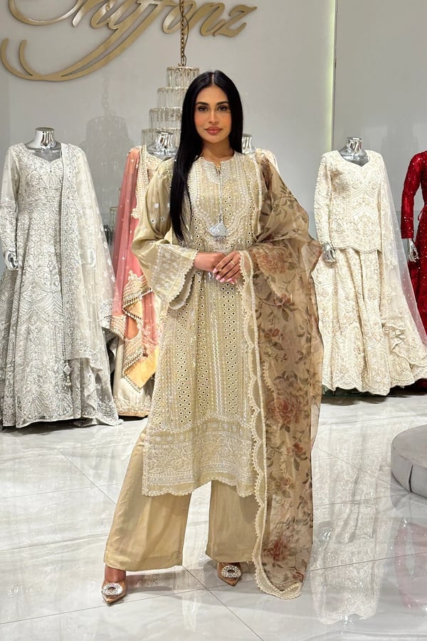 Shabana luxe collection 3 piece chiffon embroidered suit