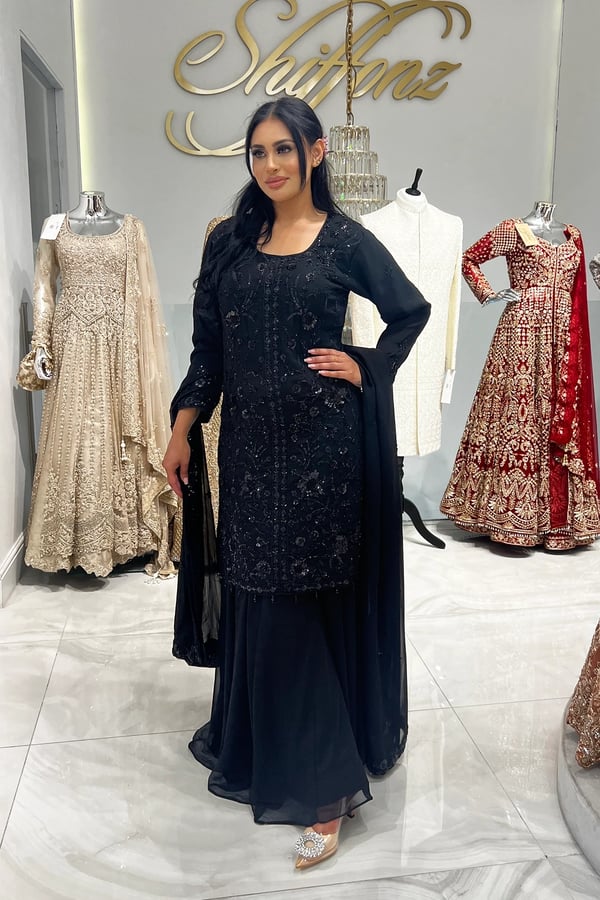 Albela premium collection 3 piece embroidered suit - Black, 36