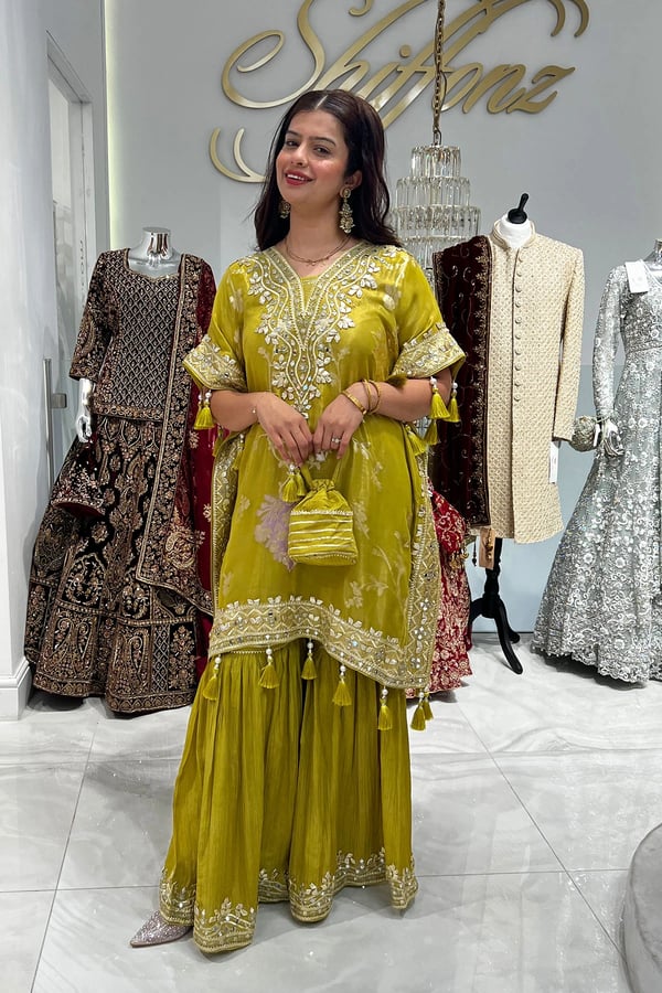 Parwan premium luxe gharara kaftan collection - Green, FS