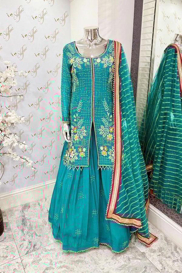 Zavia premium collection 3 piece lengha suit - TURQUI, 36