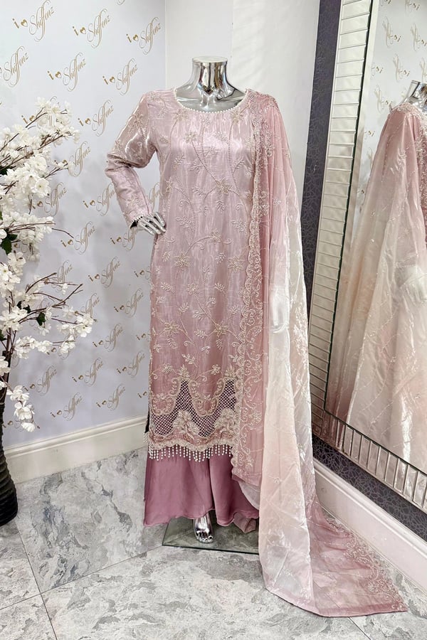 Maya luxe collection 3 piece embroidered plazo suit