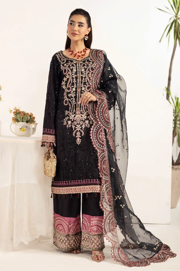 Ivana Mir 3 piece luxe embroidered collection - Black, Large