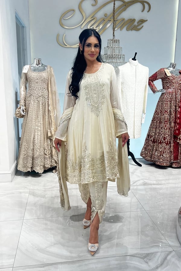 Shiffonz 3 piece embroidered suit with tulip trousers