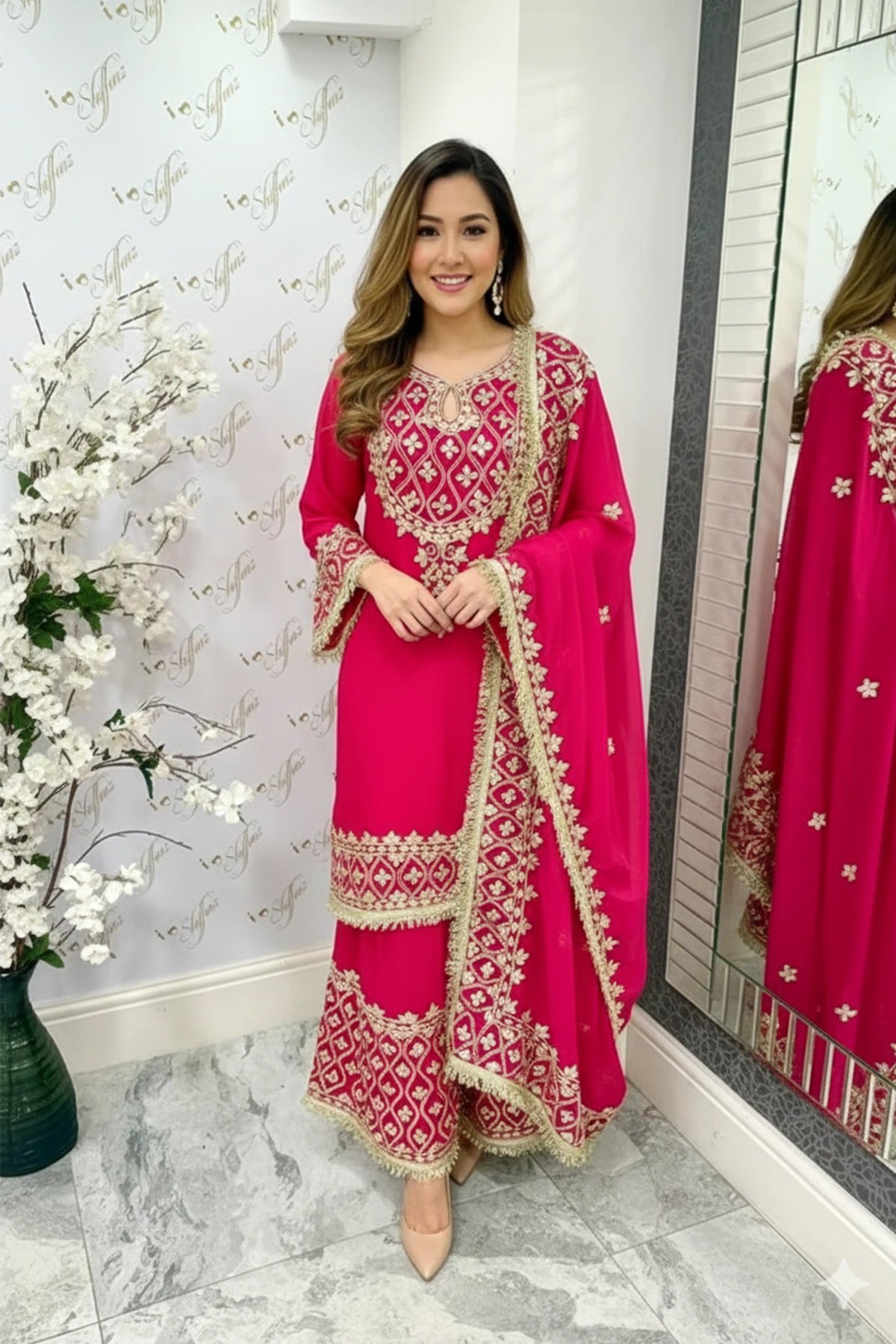 Parwan premium luxe 3 piece sharara suit