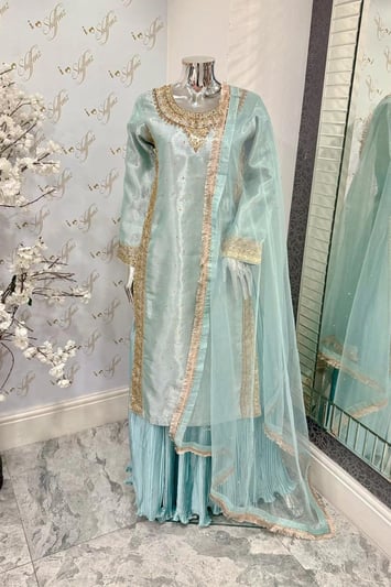 Hussain Rehar luxe embroidered lengha suit collection - SKYB, Small