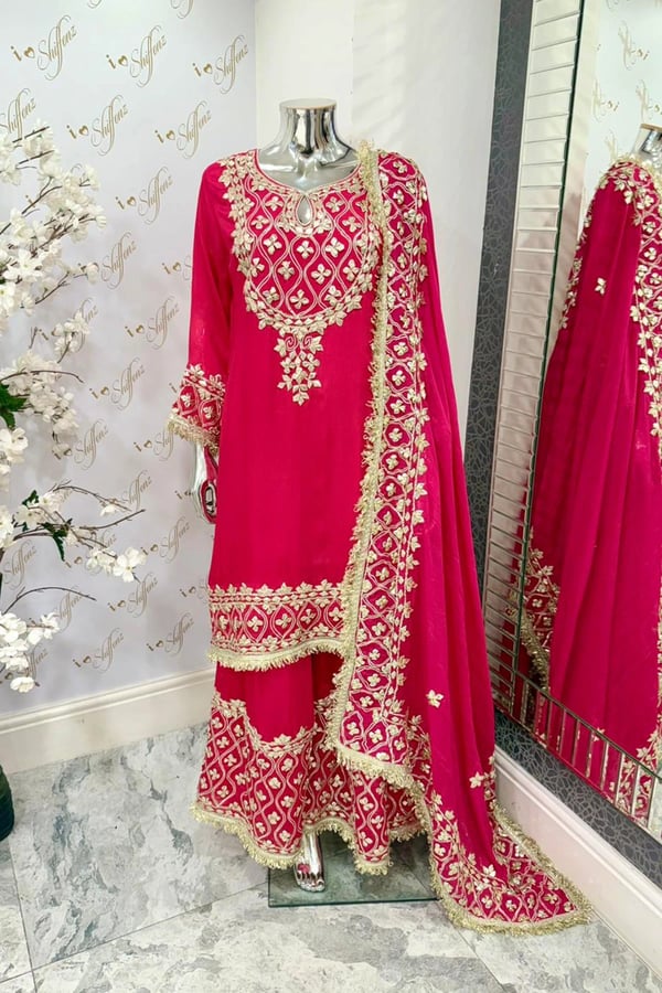 Parwan premium luxe 3 piece sharara suit