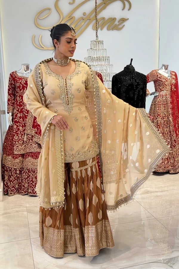 Annah Premium Collection 3 piece embroidered gharara suit