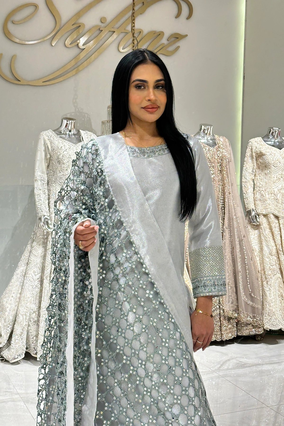 Aafiyat collection 3 piece suit with sheesh patti dupatta - Image 2