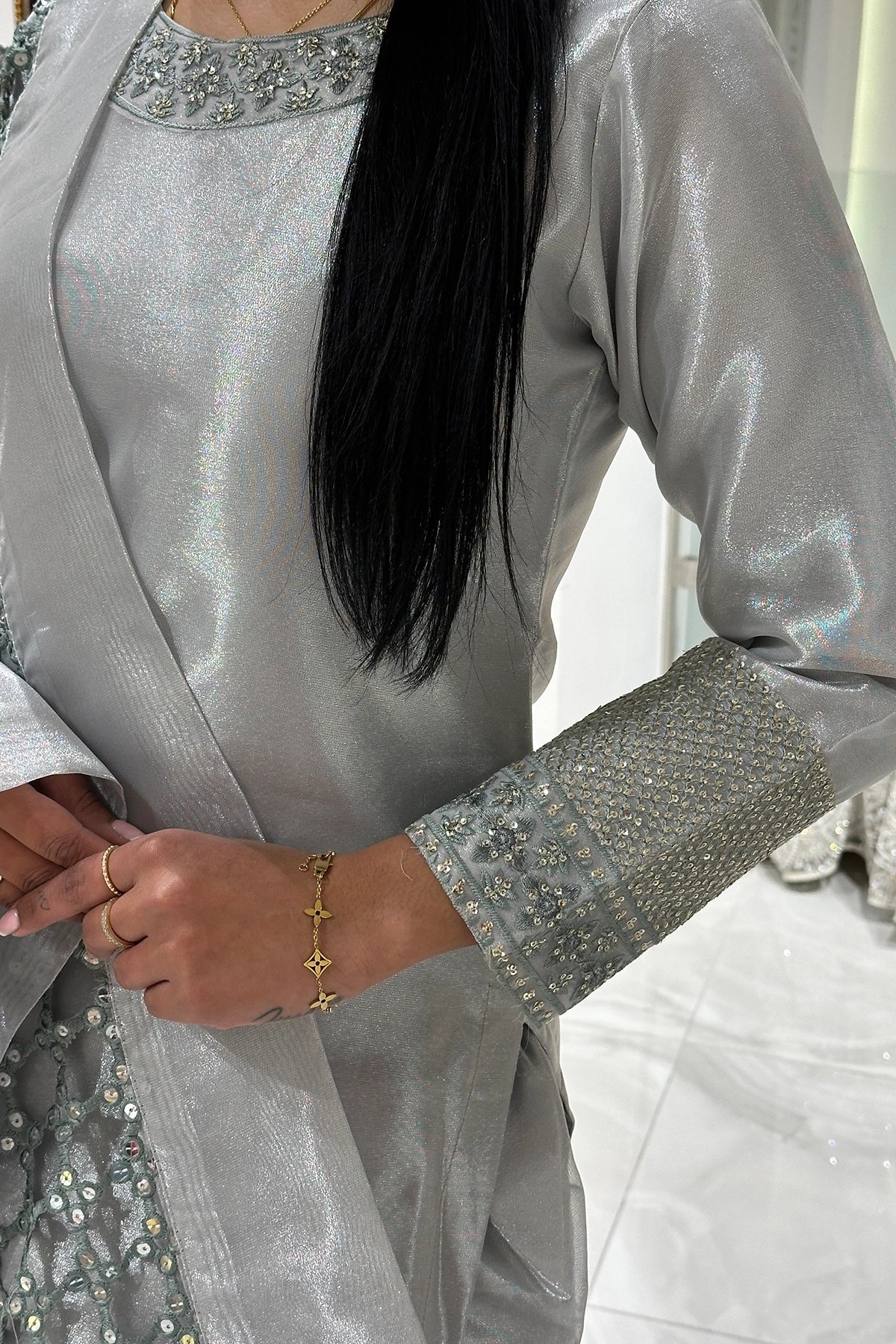 Aafiyat collection 3 piece suit with sheesh patti dupatta - Image 4