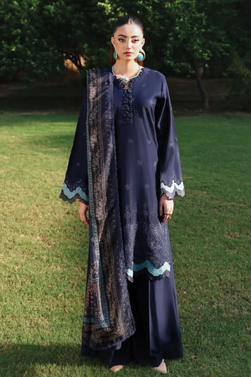 Mehar dhanak collection 3 piece suit - Navy, X - Large