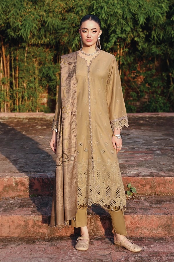 Mehar 3 piece chikan kari dhanak collection
