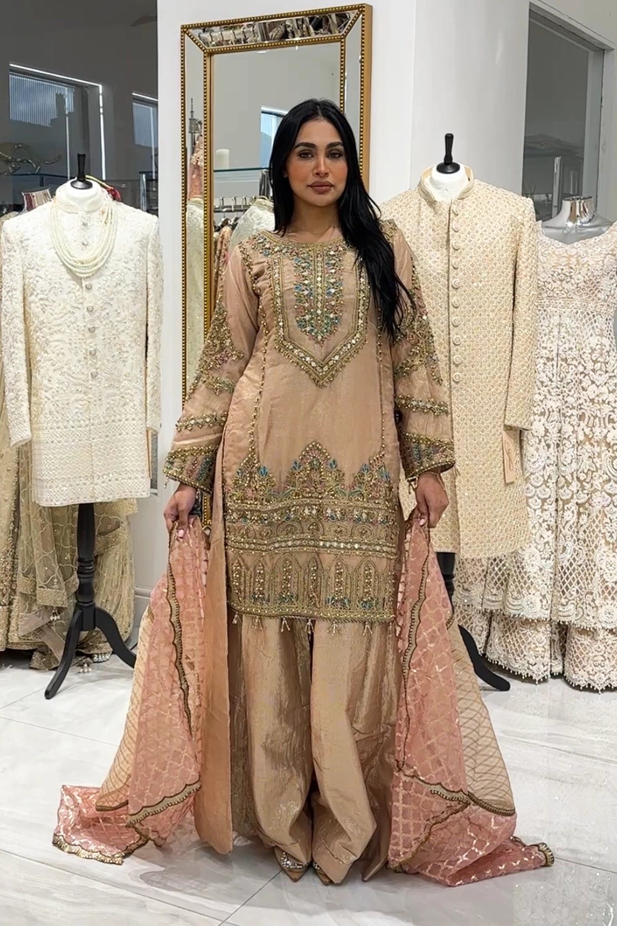 Aafiyat premium collection embroidered plazo suit