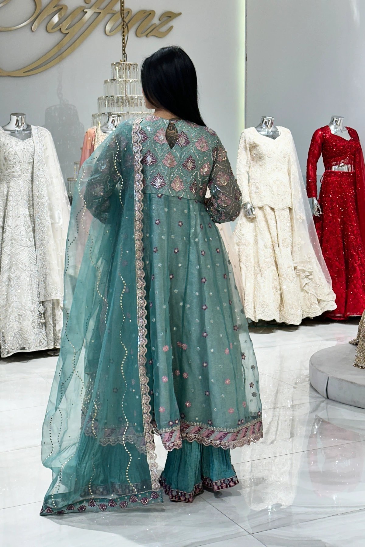 Aafiyat premium collection 3 piece crushed plazo suit - Image 2