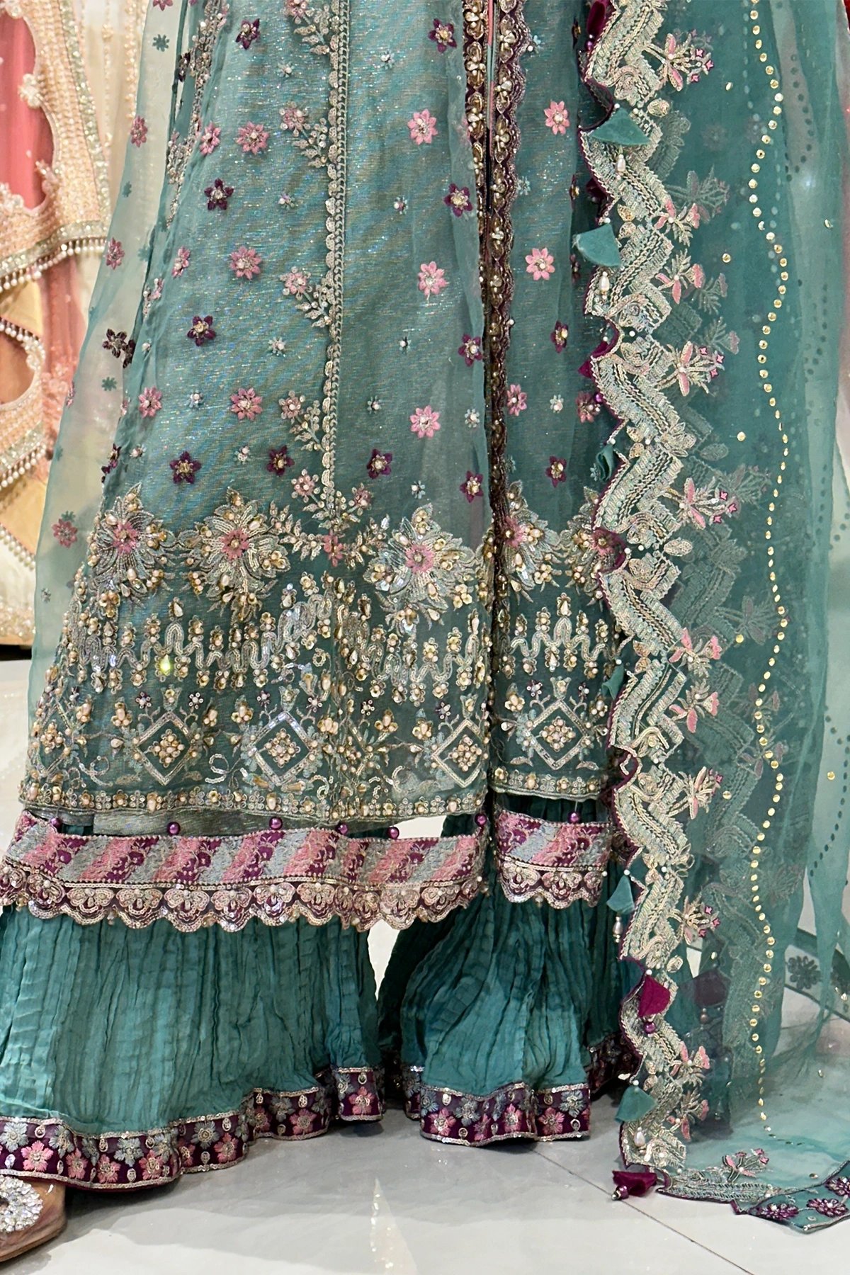 Aafiyat premium collection 3 piece crushed plazo suit - Image 5