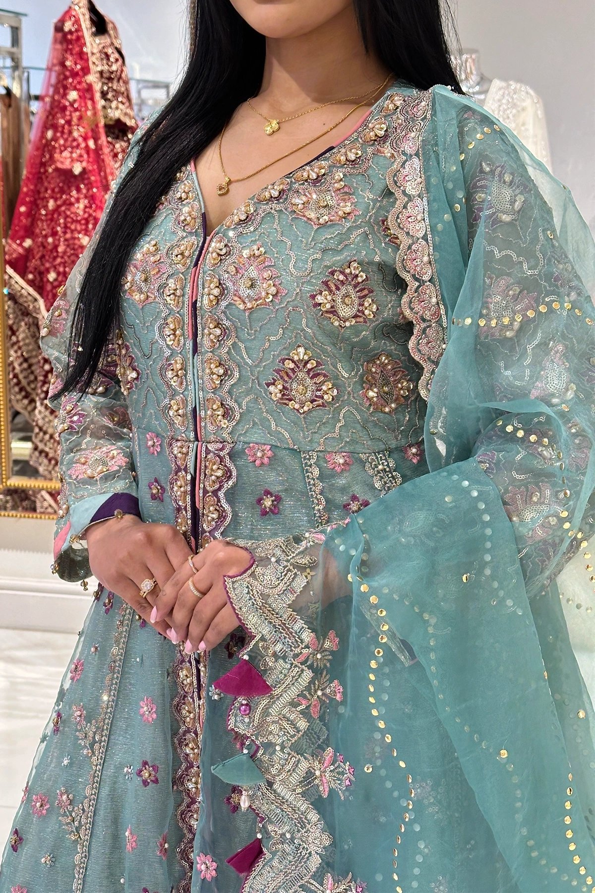 Aafiyat premium collection 3 piece crushed plazo suit - Image 4