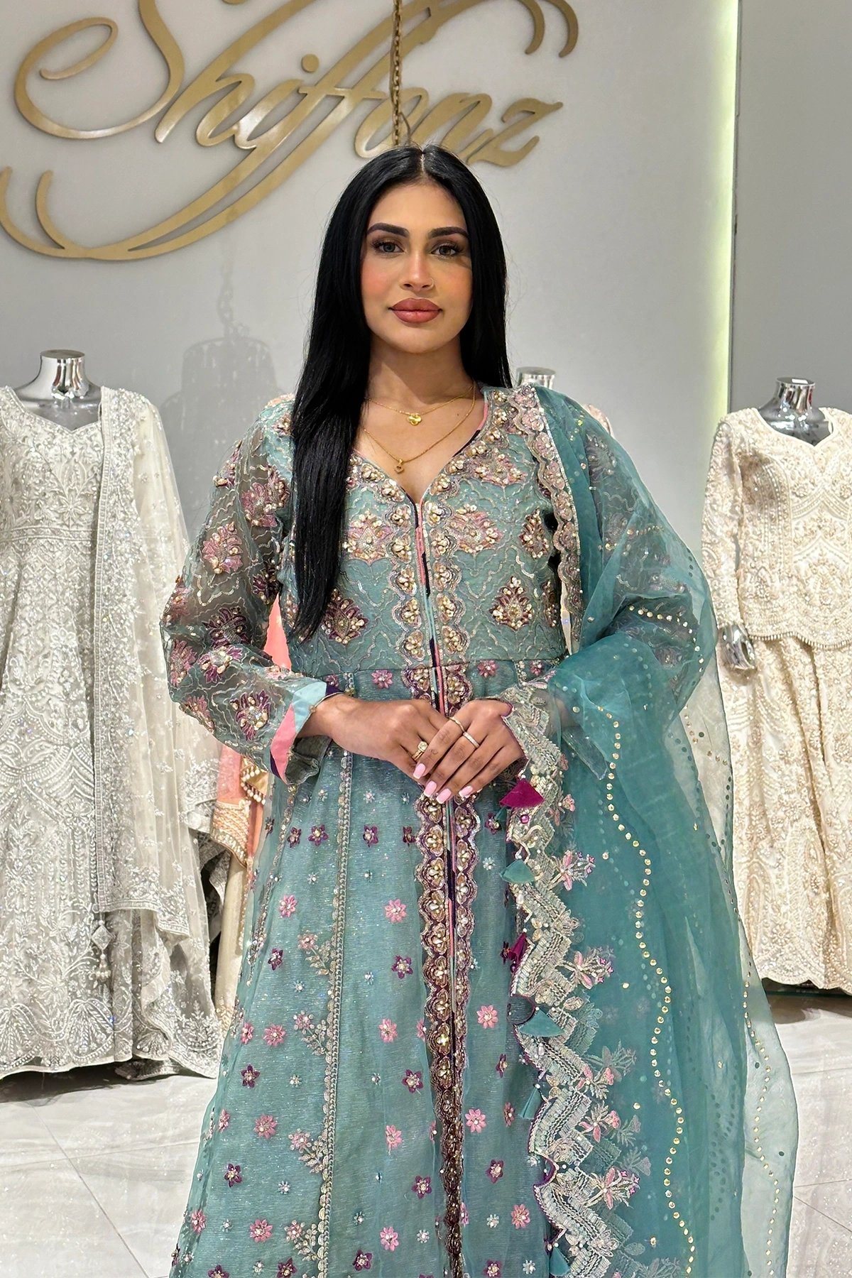 Aafiyat premium collection 3 piece crushed plazo suit - Image 3