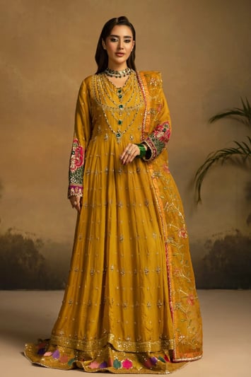 Noir premium collection 3 piece embroidered dress - MUSTAR, X - Large