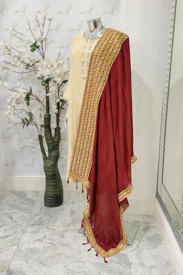 Marina dori work embroidered shawl