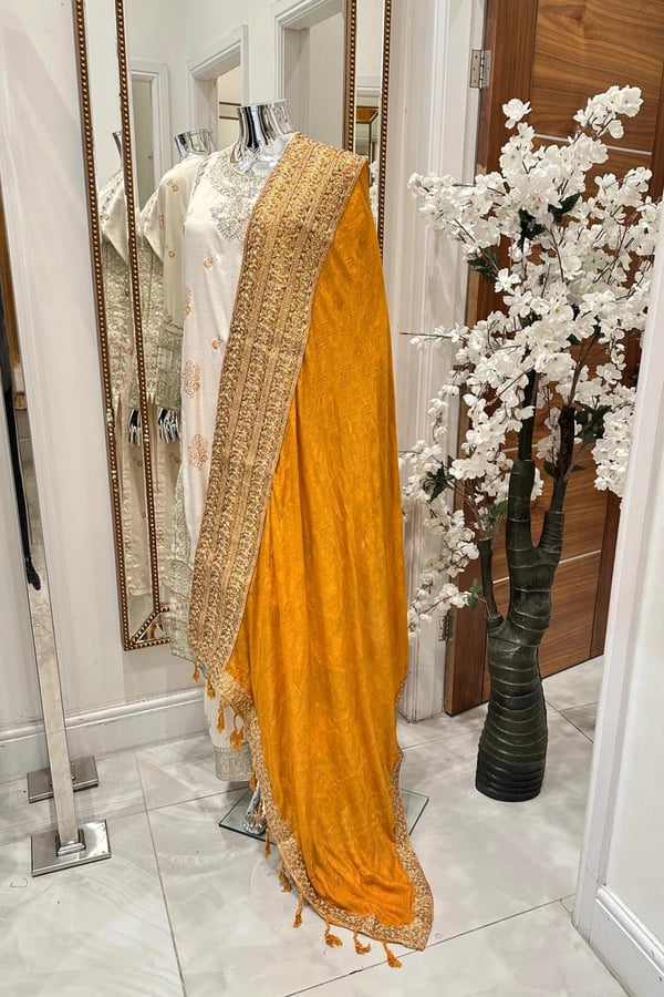 Marina dori work embroidered shawl - MUSTAR, FS