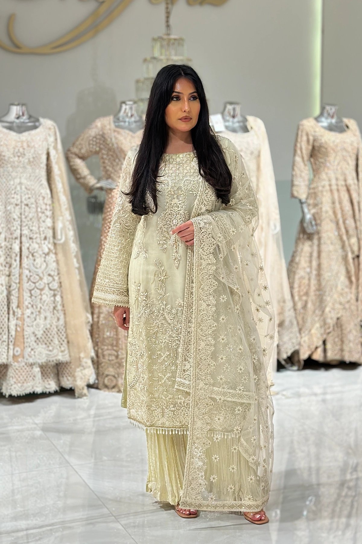 Noir premium collection 3 piece net embroidered suit