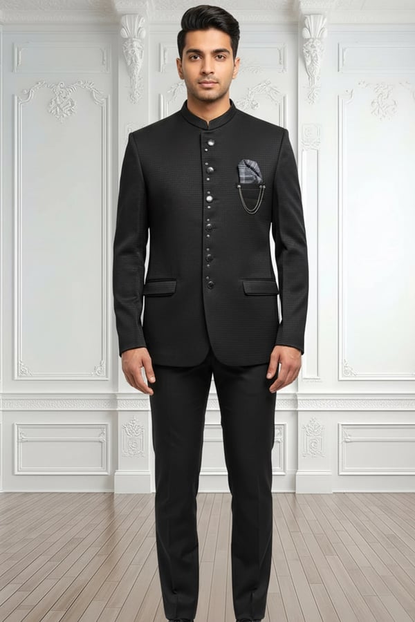 Men's prince coat with Pants - Black, 42