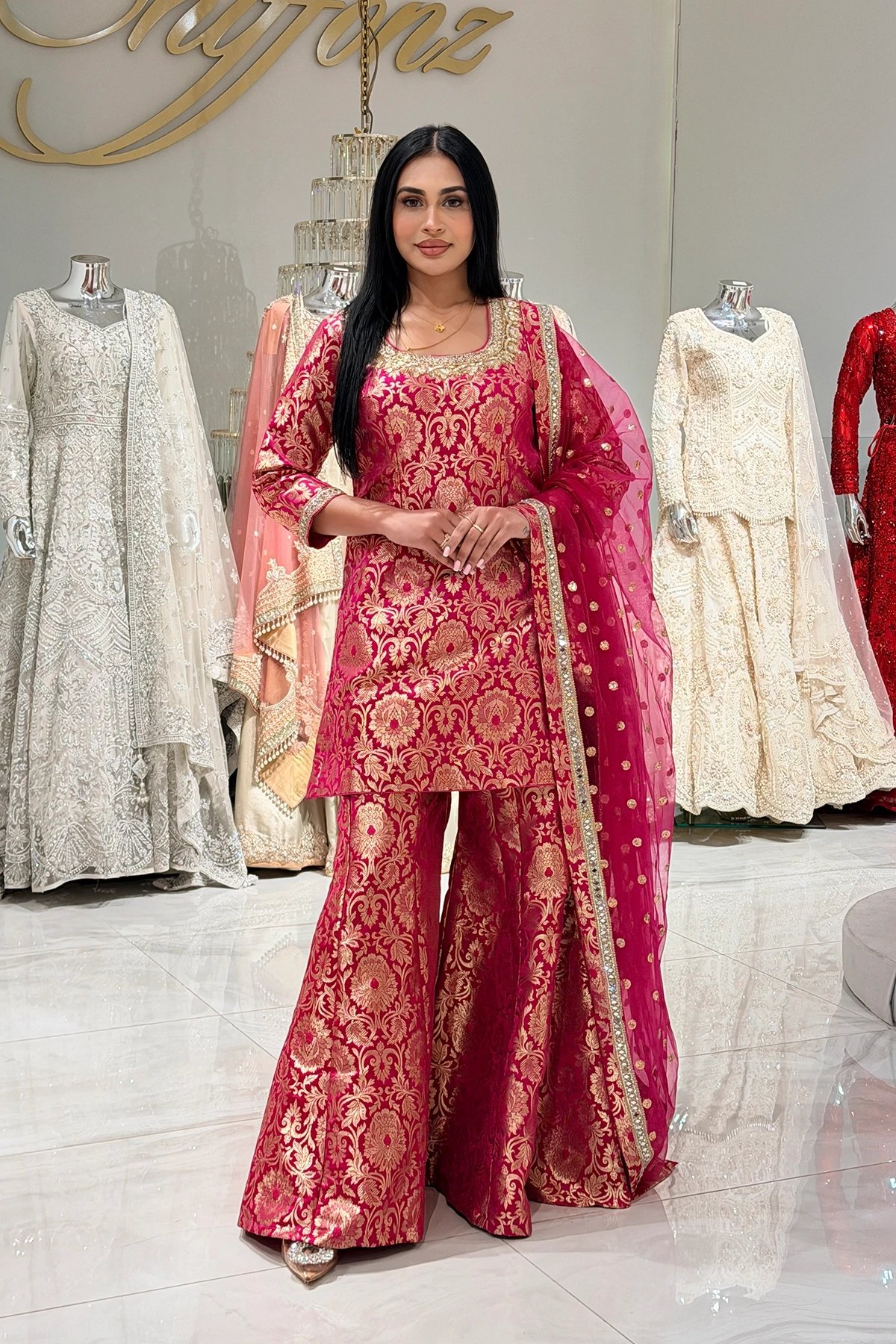 Nayab premium collection 3 piece banarasi sharara suit - Image 5