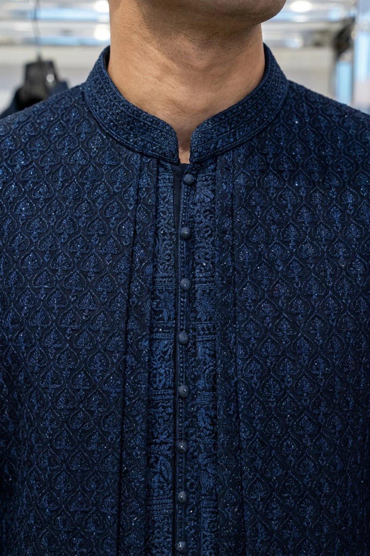 Men's embroidered sherwani with pants - Image 3