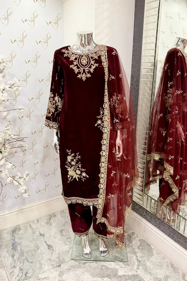 Rosa velvet collection 3 piece shalwar suit