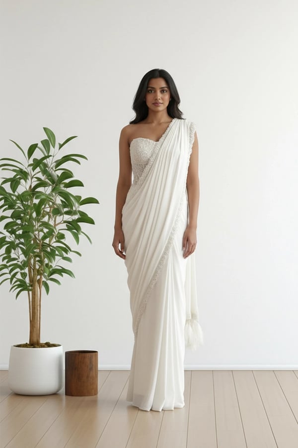 Corset embroidered saree