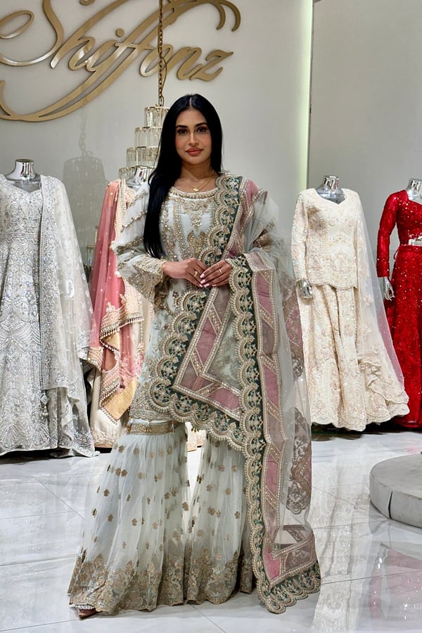 Imrozia luxe embroidered gharara 3 piece suit