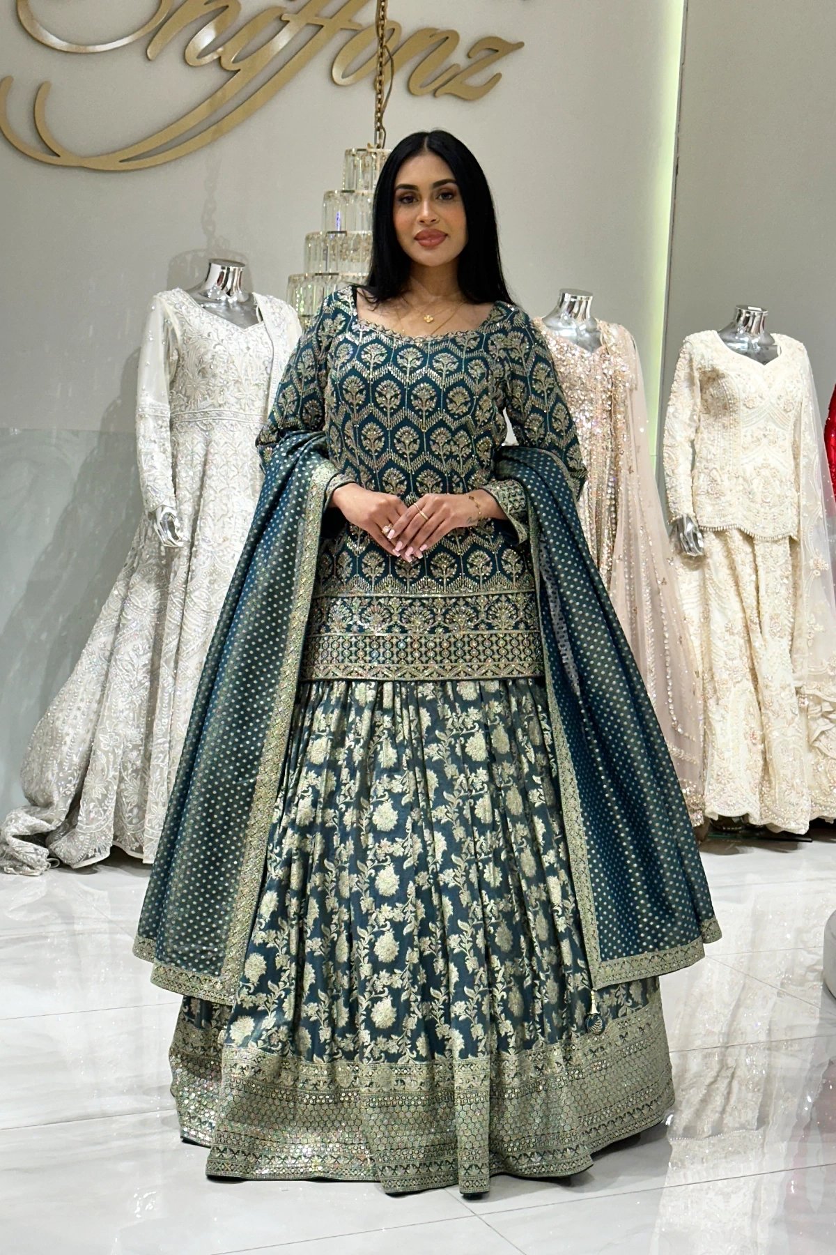 Shiffonz 3 piece embroidered lengha suit - Image 3