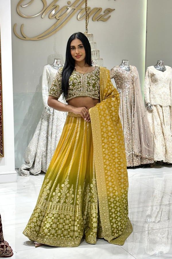 Shiffonz 3 piece luxe mehndi lengha choli