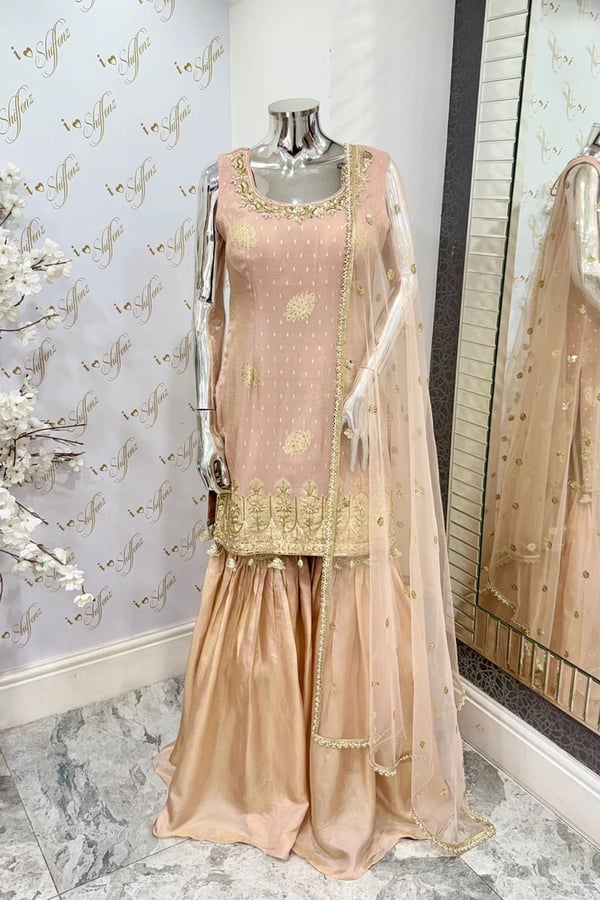 Shiffonz 3 piece luxe embroidered gharara suit