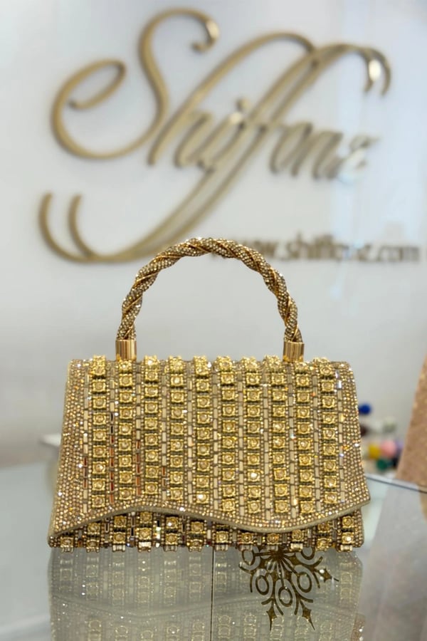 Luna luxe clutch bag - Gold, FREE SIZE