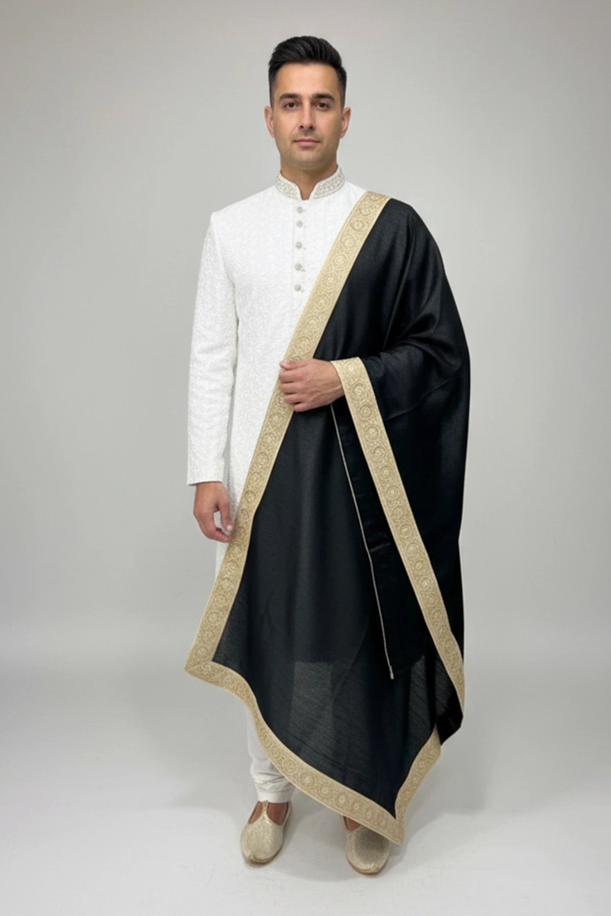 Men's luxe raw silk embroidered dupatta - Image 5