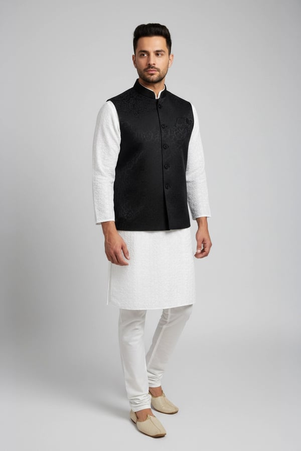 Men's brocade luxe waistcoat - Black, 38