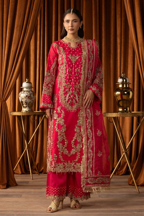 Sangeet premium collection 3 piece mehndi suit - Pink, X - Large