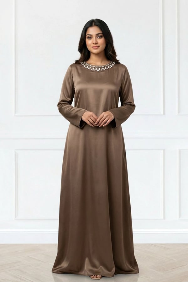 Roza premium single abaya collection - Brown, X - Large