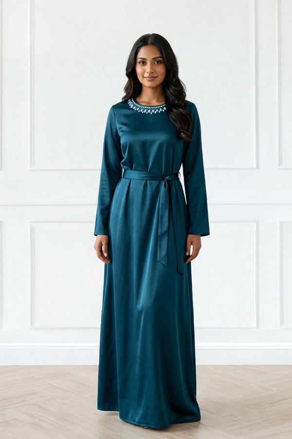 Roza premium single abaya collection - Teal, X - Large