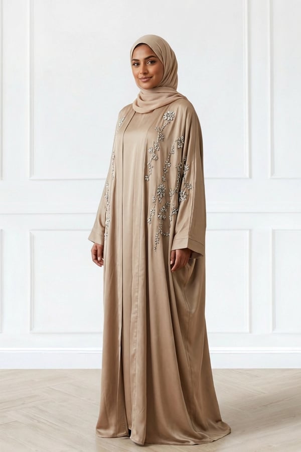 Roza Abaya luxe embellished premium collection - Brown, 52