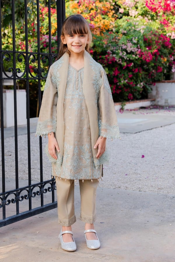 Aurea collection 3 piece kids Eid embroidered suit