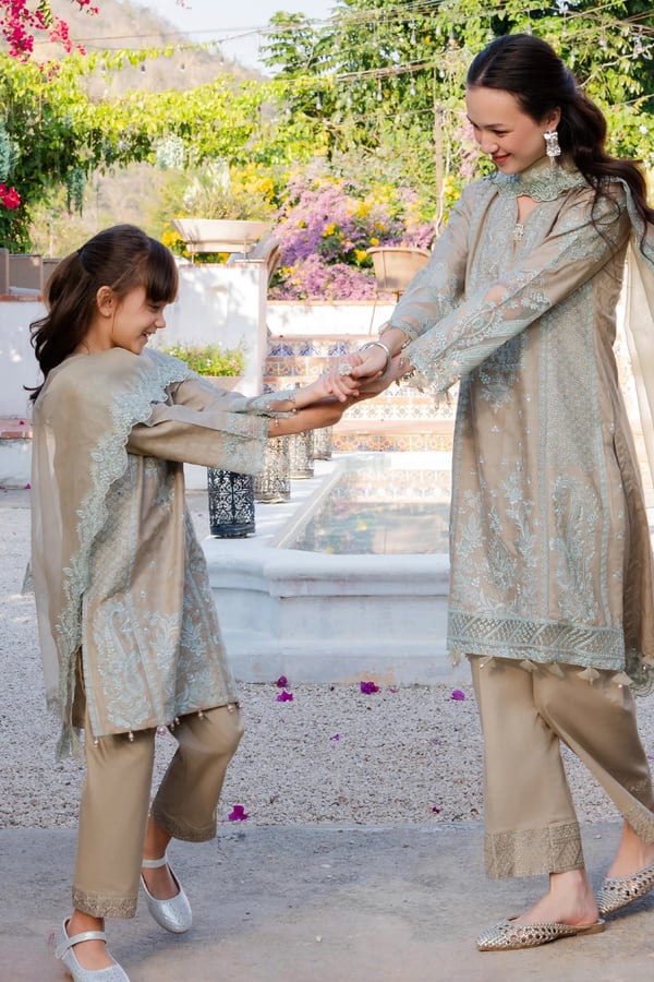 Aurea collection 3 piece kids Eid embroidered suit