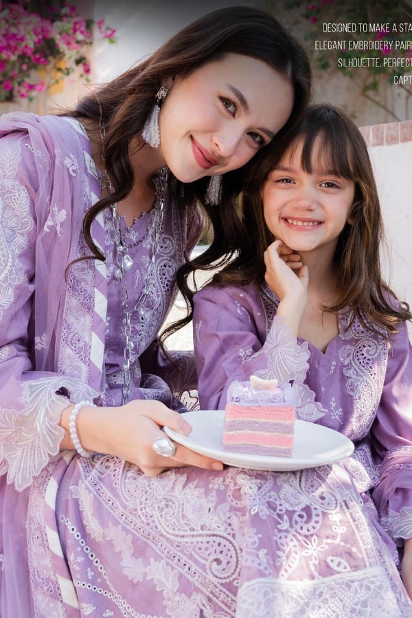 Aurea premium Eid collection kids mother and daughter suit - Purple, 26
