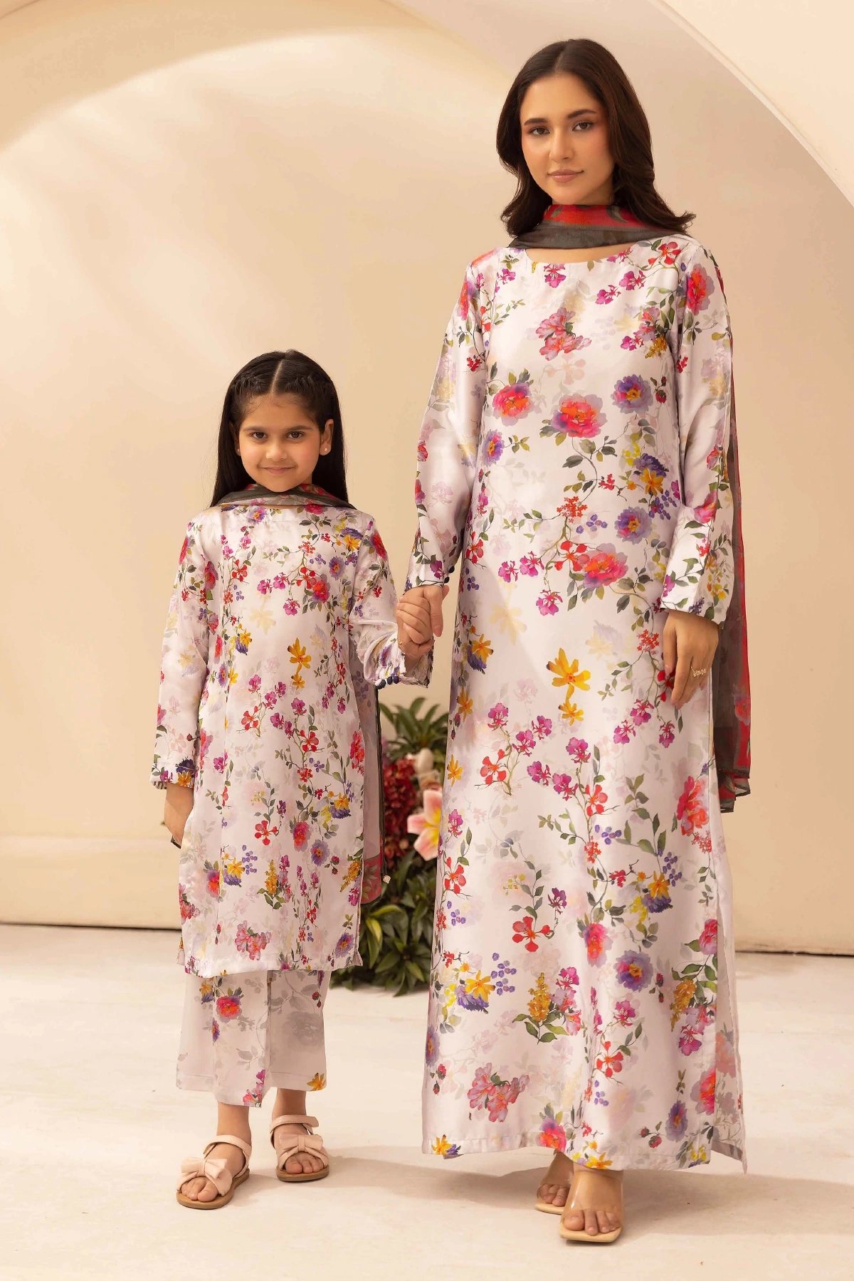 Silk 3 piece kids mother and daughter Eid collection